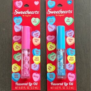 Sweethearts Flavored Lip Oils, themed after the classic "conversation hearts".